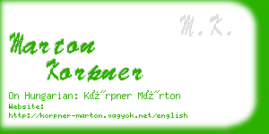 marton korpner business card